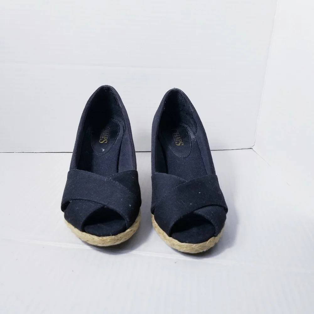 CHAPS OPEN TOE WEDGE ESTIMATED SIZE 6.5